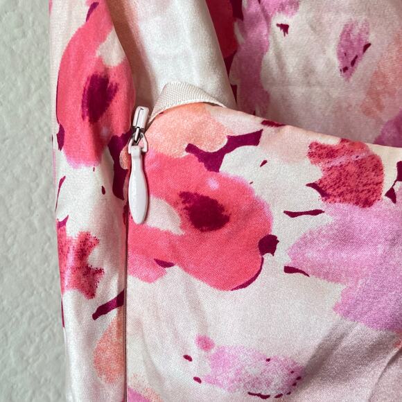 Banana Republic Pink Silk Midi Dress Size 4 Floral Romantic Barbie Barbiecore - Picture 7 of 11